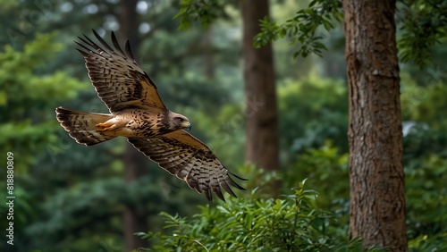 Daring Soar: The Exaggerated Pose of a Hawk in Flight