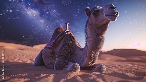 Majestic Camel Relaxing on Sandy Shore