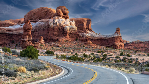 Beautiful rock mountains in the Utah Arches National park photo