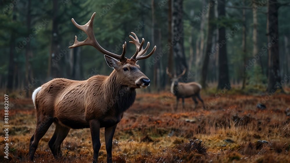 Majestic Horned Deers A Captivating Glimpse into their Natural Forest Habitat Majestic Horned Deers A Captivating Glimpse into their Natural Forest Habitat