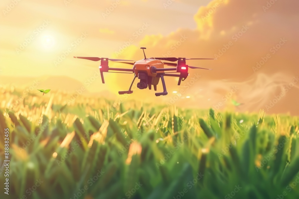 Drone crop management in small-scale farm layout with stock photo sensor for cultivation and drone spraying tools in smart farming. Drone crop management in small-scale farm layout with stock photo sensor for cultivation and drone spraying tools in smart farming.