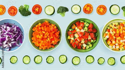 colorful vegetable medley in bowls kids diy salad bar for healthy eating habits food illustration
