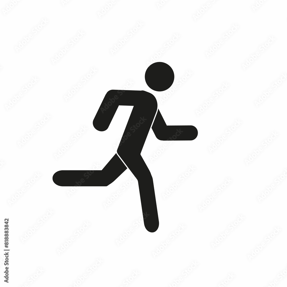 man running, pictogram, flat  illustration, silhouette of a human figure
