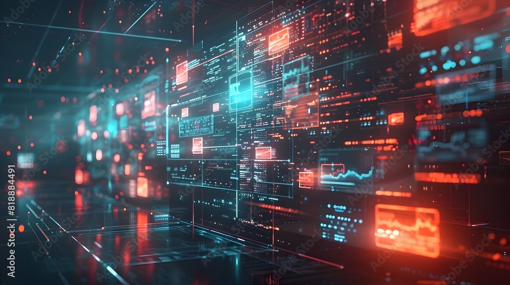 Obraz premium Futuristic Transparent Digital Communication Screen Showcasing Technology Networking and Business Concepts description This image depicts a