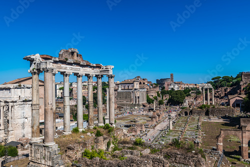 Ruins of the Roman Forum at Palatino hill in Roma, Italy