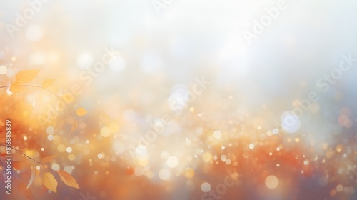 Abstract blurred background with bokeh and sunlight in autumn. Generative AI.