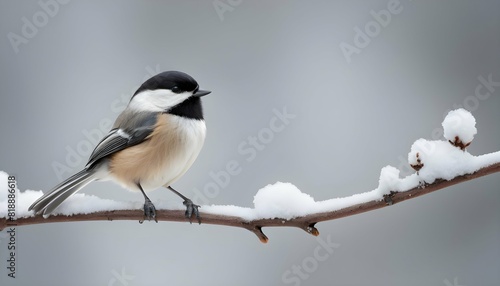A delicate icon of a chickadee on a snowy branch upscaled_15