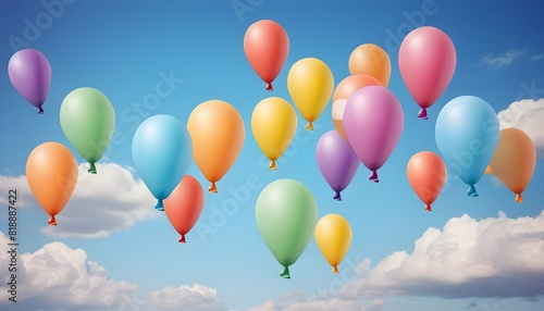 A whimsical background with colorful balloons floa upscaled_11 photo