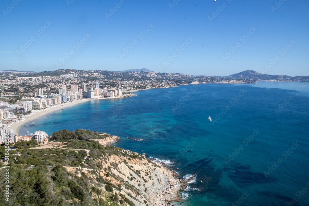 Peñón de Ifach Natural Park (Penyal d'Ifac) , Small nature reserve with a large limestone outcrop, trails and panoramic views of Calpe, Mediterranean coast of Alicante and the Gulf of Valencia, Spain. Peñón de Ifach Natural Park (Penyal d'Ifac) , Small nature reserve with a large limestone outcrop, trails and panoramic views of Calpe, Mediterranean coast of Alicante and the Gulf of Valencia, Spain.