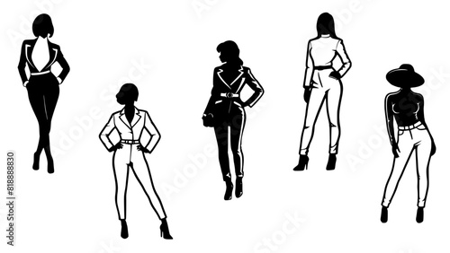 Stylish silhouettes of fashion ladies