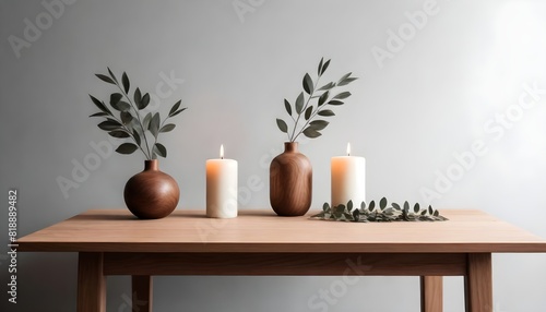 Clean Aesthetic Scandinavian style table with decorations