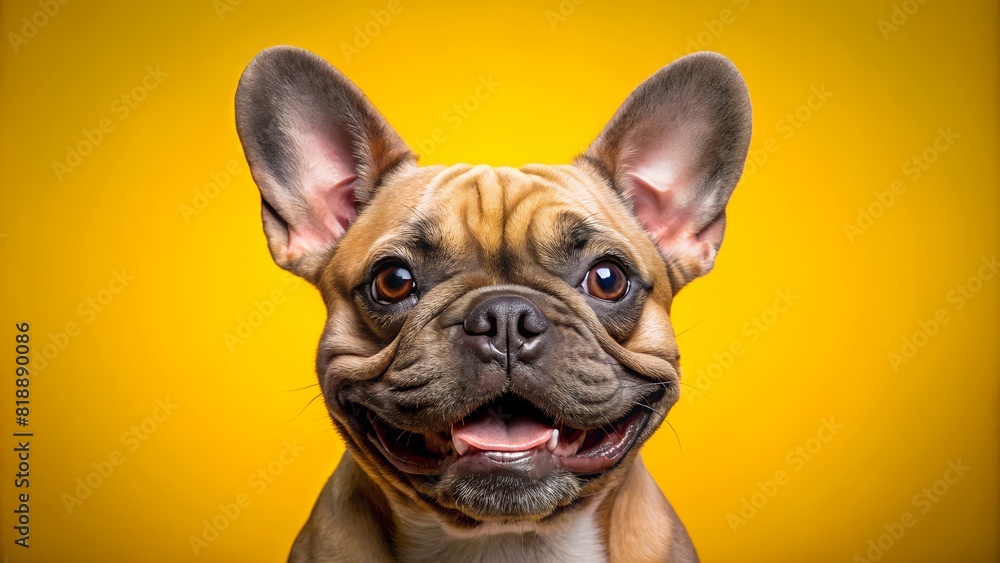 Portrait of young french bulldog dog smile on isolated background transparent background