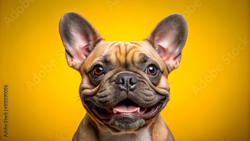 Portrait of young french bulldog dog smile on isolated background transparent background © Phonlasit