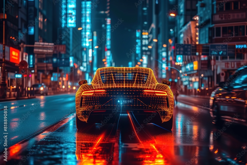 A self-driving car gracefully navigating a maze of city streets, its AI-powered brain ensuring a smooth journey A self-driving car gracefully navigating a maze of city streets, its AI-powered brain ensuring a smooth journey