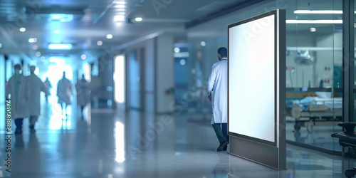  empty white blank billboard in hospital,