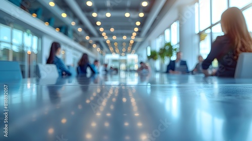 Professional Office Meeting with Colleagues Around a Long Table in a Modern Conference Room