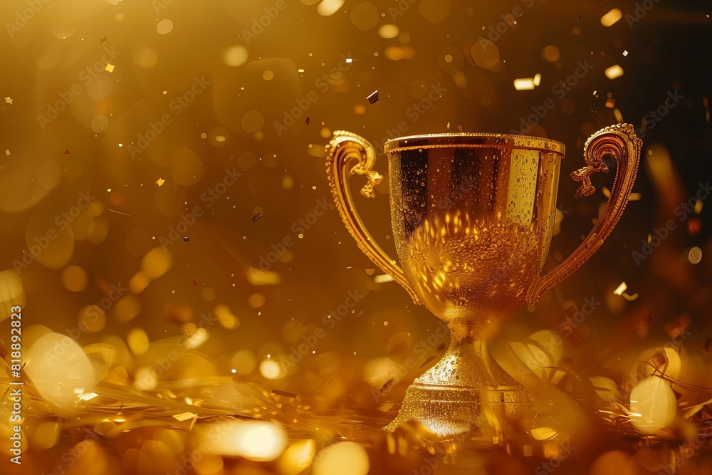 Gold Trophy Cup With A Sparkling Background, Perfect For A Competition Gold Trophy Cup With A Sparkling Background, Perfect For A Competition