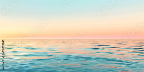 Gradient backdrop of a serene ocean horizon at dusk, blending from teal to soft peach, perfect for calming wellness products or spa settings © Abstract Delusion