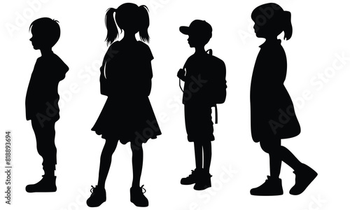 Back to school illustration Kids going to school children cut file Kids silhouette