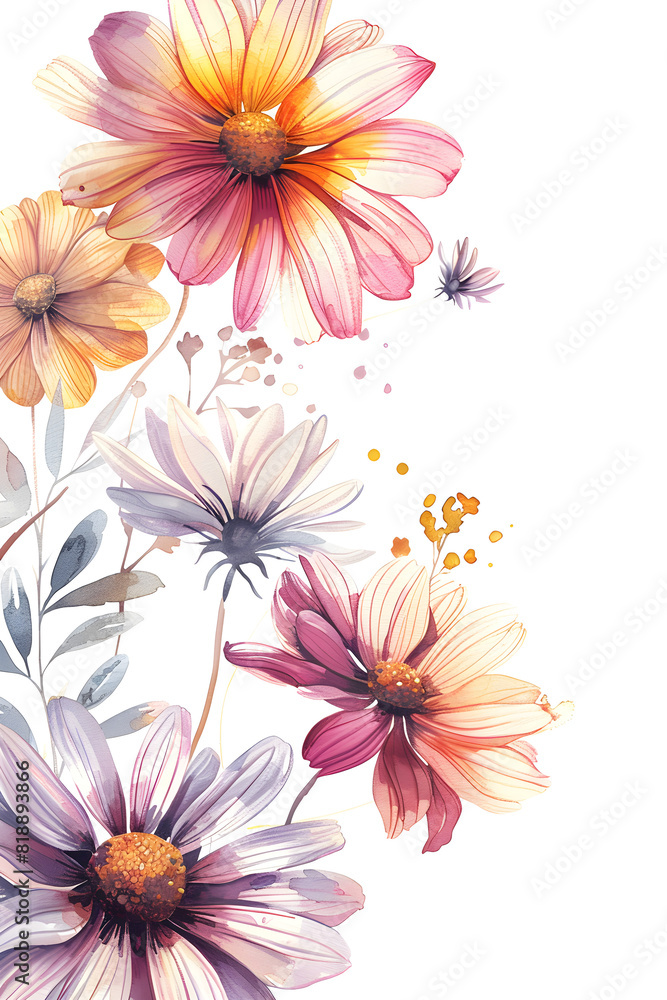 Watercolor transvaal daisies on a white background Watercolor transvaal daisies on a white background
