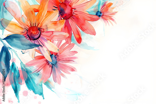 Watercolor transvaal daisies on a white background photo