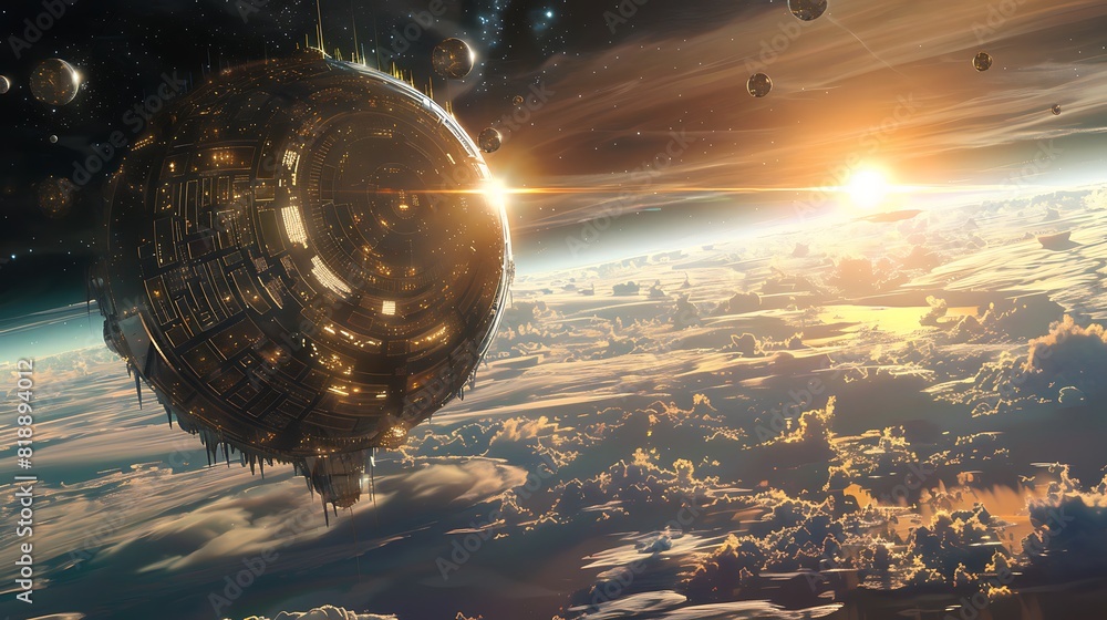 Stunning Illustration of a Dyson Sphere Harvesting Solar Energy in Deep ...