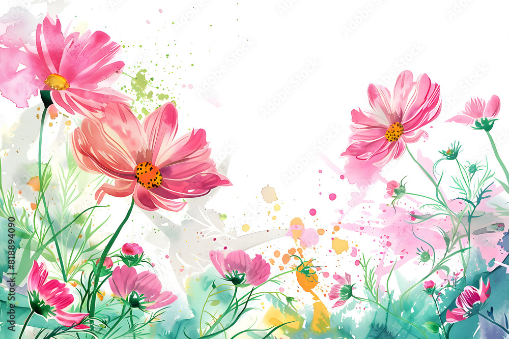 Watercolor transvaal daisies on a white background