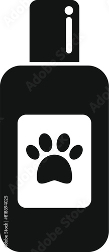 Black icon of a spray bottle with a paw print, symbolizing pet deodorizer or grooming product