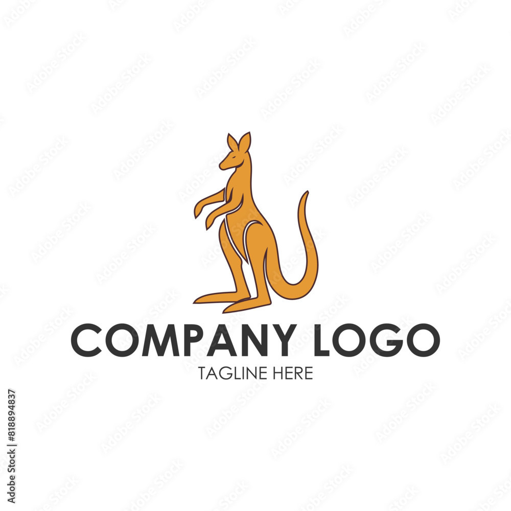 Fototapeta premium Minimalist Kangaroo Logo Vector – Modern Marsupial Emblem for Branding & Identity
