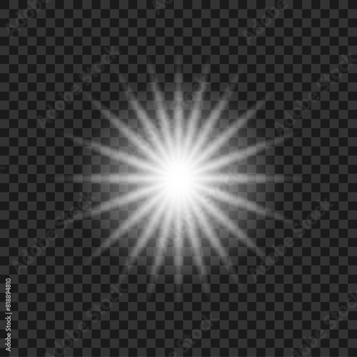 Sparkling white star on a transparent background