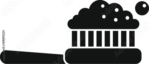 Black and white vector illustration of a toothbrush with toothpaste icon for dental care and oral hygiene, perfect for healthcare and dental maintenance concepts