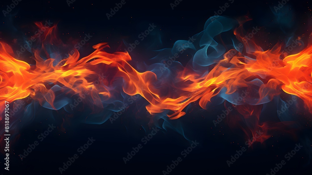 Fire flames texture on black background. Generative AI. Fire flames texture on black background. Generative AI.