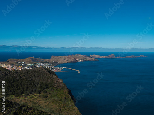 View of Ponta de Sao Lourenco and Island Ilheu da Cevada or Ilheu do Farol, the most easterly point on Madeira - seen from Pico do Facho Viewpoint, Madeira, Portugal © Kristyna