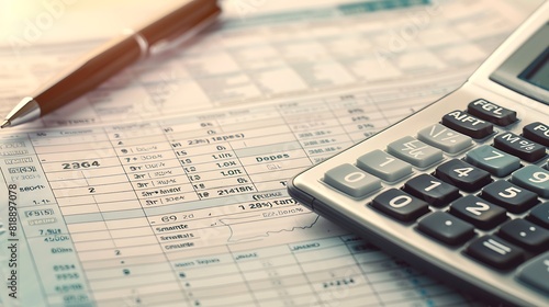 A calculator with tax forms, highlighting deductions and strategies.