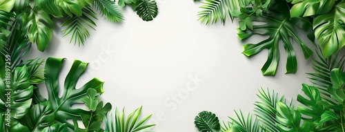white tropical leaves background, place for text