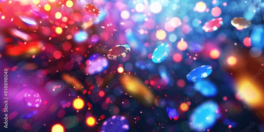 Casino background with colorful lights and flares
