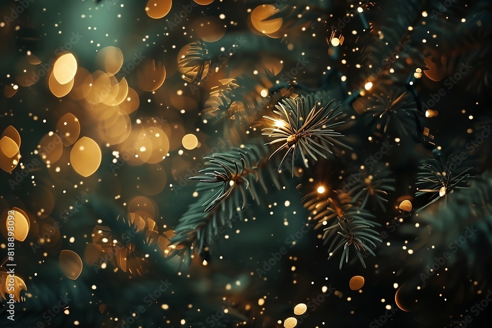 Fototapeta premium multicolor colorful festive Christmas bokeh background with Christmas decorations, Christmas tree