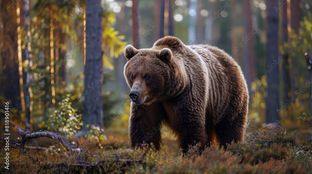 A powerful and agile bear, with a beautiful, smooth fur, thriving in its wild environment. A powerful and agile bear, with a beautiful, smooth fur, thriving in its wild environment.