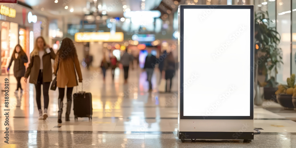 A blank white billboard in airport lobby, A blank white billboard in airport lobby,