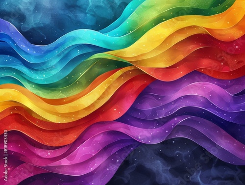 Abstract artwork of rainbow-colored swirls and spirals, symbolizing the fluidity and diversity of gender and sexual orientation, blending with a psychedelic art style. photo