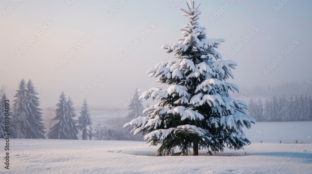 Christmas tree covered in snow. Christmas tree covered in snow.