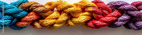 Colorful braided rope texture close-up in graphic resources category photo
