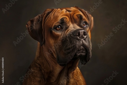 Fawn Boxer with wrinkle looking at camera, a companion dog in the Sporting Group © Александр Раптовый