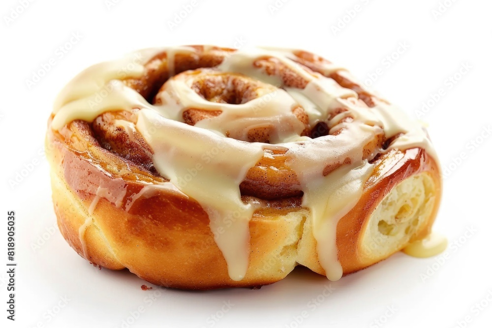 Cinnamon roll, cream bun, on a white background Cinnamon roll, cream bun, on a white background