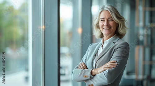 Window view of businesswoman, portrait or arms crossed in finance, investment, or insurance office. Smile, pleasant, or confident mature ceo in about us on management success Free Download Window view of businesswoman, portrait or arms crossed in finance, investment, or insurance office. Smile, pleasant, or confident mature ceo in about us on management success - GFXLoad
