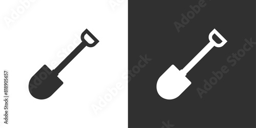 Shovel black and white icon vector design