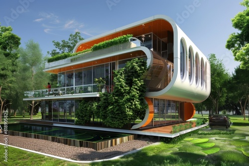 Contemporary sustainable home design. eco-friendly and self-sufficient living spaces