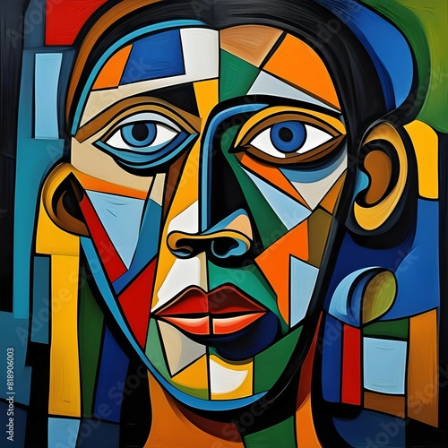 A stylized, abstract portrait of a face
