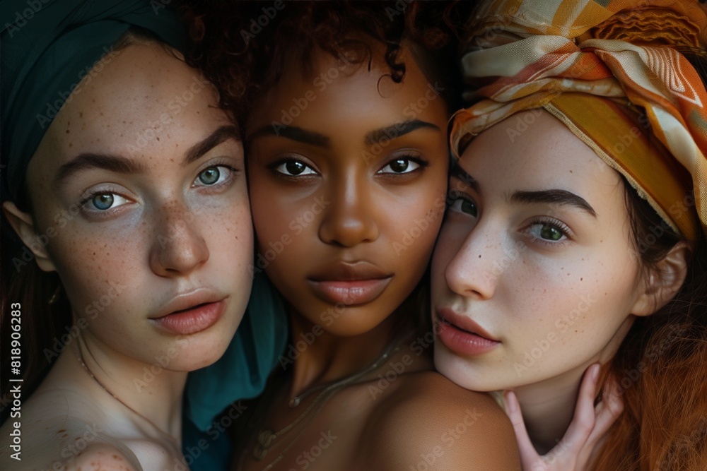 Group of multiethnic women embracing diversity and beauty from various cultural backgrounds Group of multiethnic women embracing diversity and beauty from various cultural backgrounds