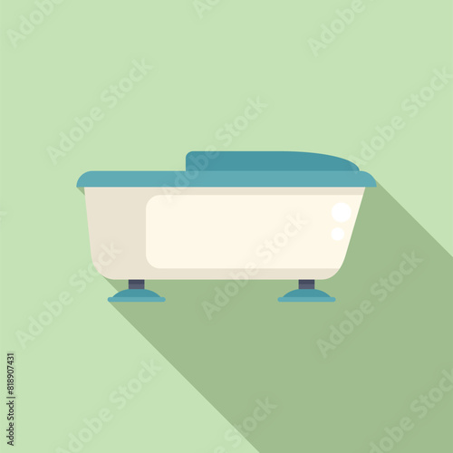 Flat design vector of a contemporary bathtub with a stylish long shadow effect